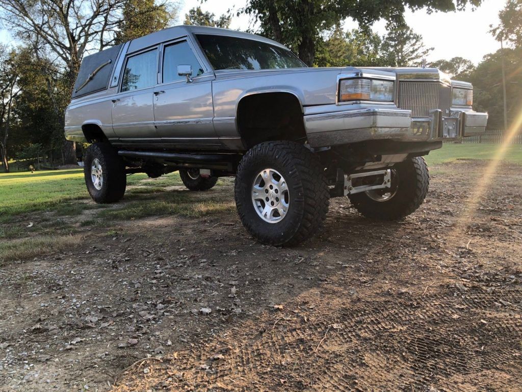 custom lifted 1991 Cadillac Brougham hearse 4×4