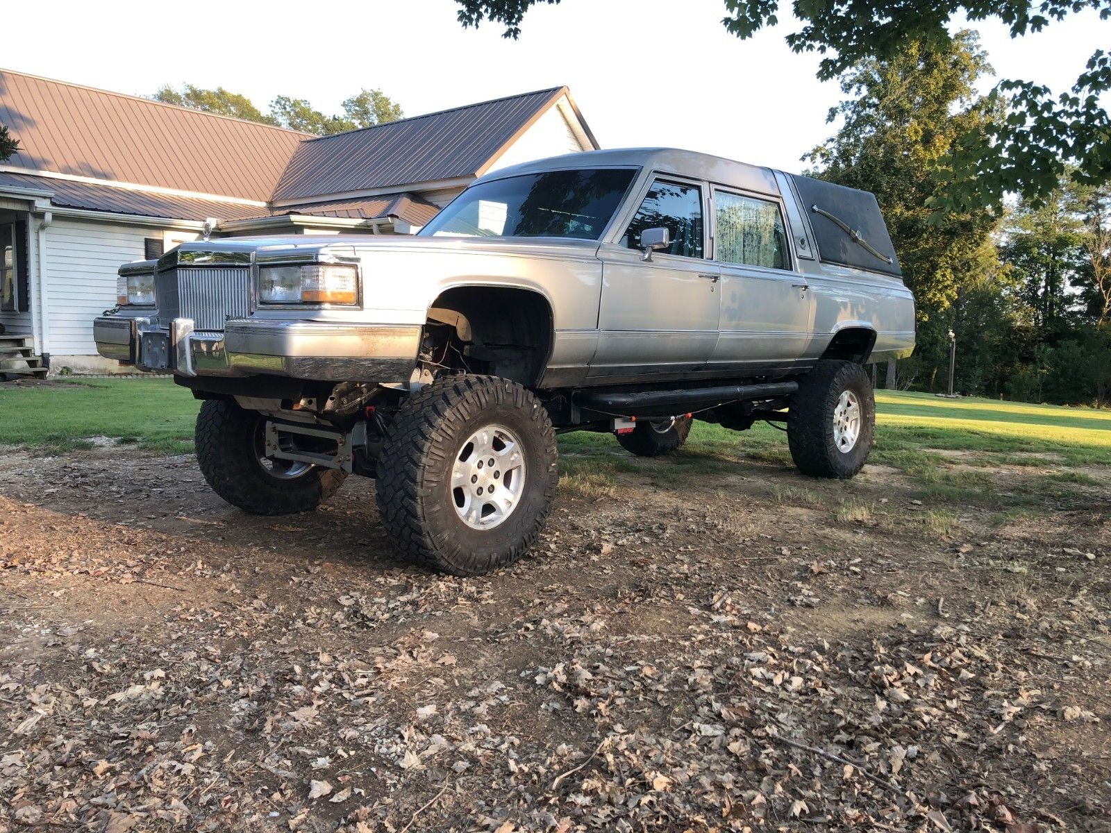 custom lifted 1991 Cadillac Brougham hearse 4×4 for sale